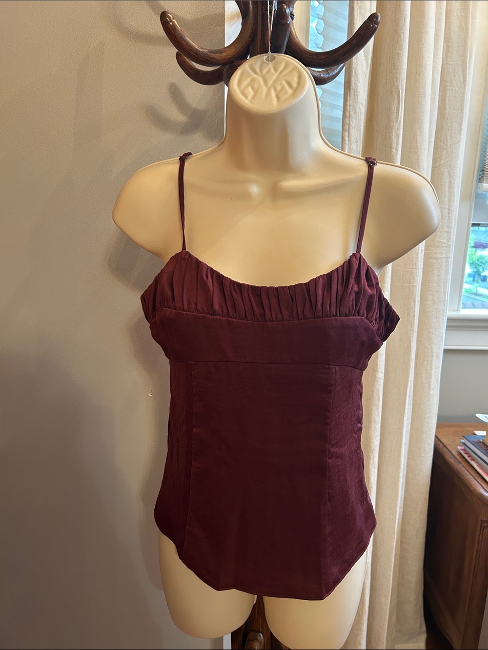 Banana Republic Burgundy Ruched Spaghetti Strap Camisole